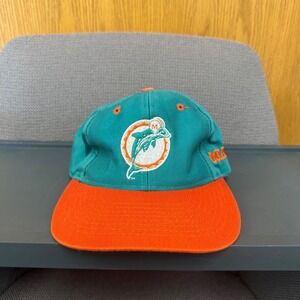Vintage Miami Dolphins Snapback Hat Competitor Teal Orange Retro NFL Cap Mens